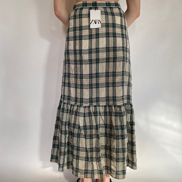 Zara Multicolored Plaid Button Front Midi Skirt - Picture 2 of 4